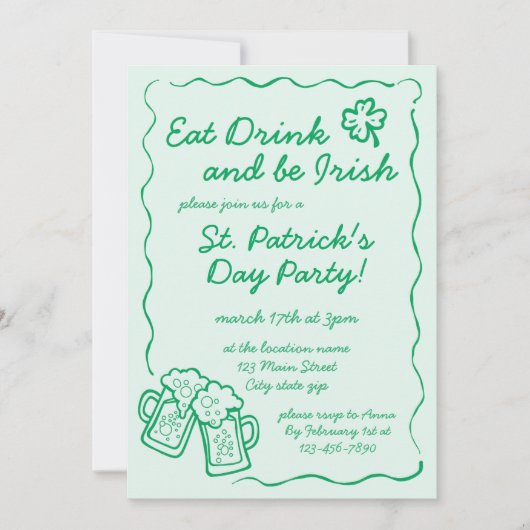 Eat Drink and Be Irish Party Invitation 招待状 (正面)