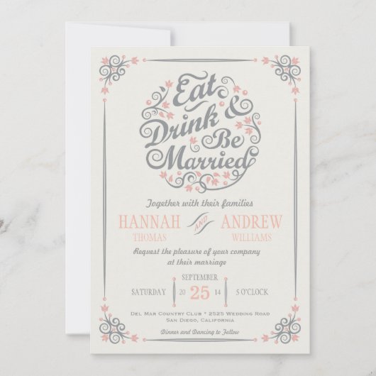 Eat Drink and Be Married ウェディングインビテーション 招待状 (正面)