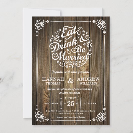 Eat Drink and Be Married ウェディングインビテーション 招待状 (正面)