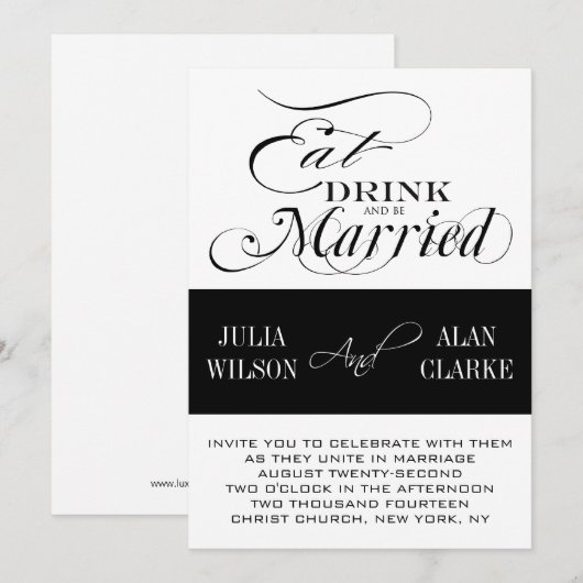 Eat, Drink and Be Married ウェディング 招待状 (正面/裏面)