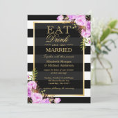 Eat Drink and Be Married パープルの花のウェディング 招待状 (スタンド正面)