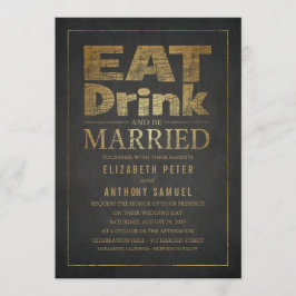 Eat Drink and Be Married ユニーク ゴールド ルック ウェディング 招待状