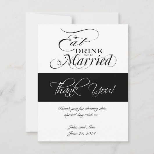 Eat, Drink, and Be Married 結婚式 御礼カード サンキューカード (正面)