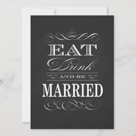 Eat Drink and be Married 黒板 ヴィンテージ 招待状 (正面)