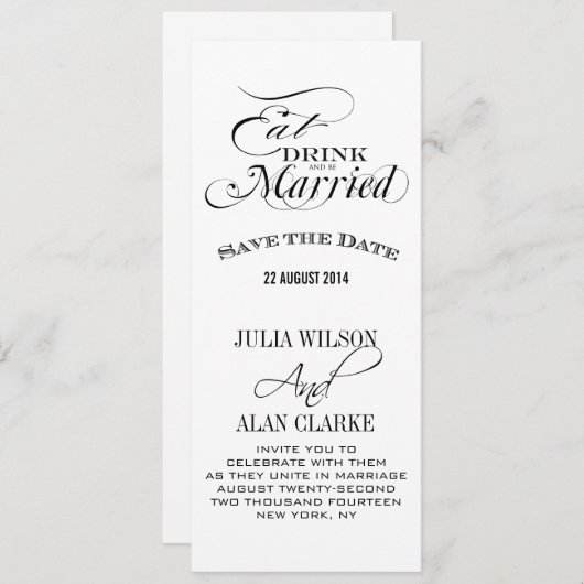Eat, Drink and Be Married Save the Date カード (正面/裏面)
