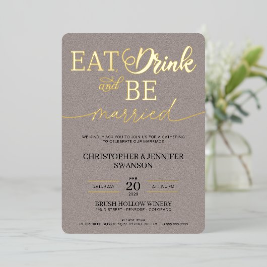 Eat, Drink, and be Married Wedding Celebration 箔招待状 (立ち正面)