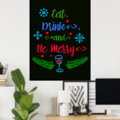 Eat Drink And Be Merry クリスマス ホリデー ZSSPG ポスター (ホームオフィス)