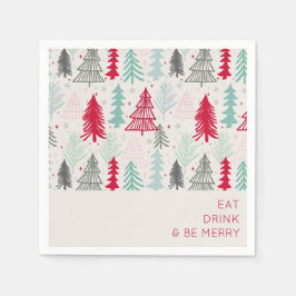 Eat Drink and be Merry ドゥードル クリスマスツリー スタンダードカクテルナプキン