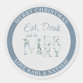 Eat Drink and be Merry 水彩ワードクリスマス ラウンドシール