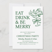 Eat Drink and Be Merry Fun Santa Christmas Party 招待状 (正面)