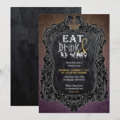 Eat Drink and Be Scary ハロウィンパーティ ヴィンテージ 招待状 (正面/裏面)
