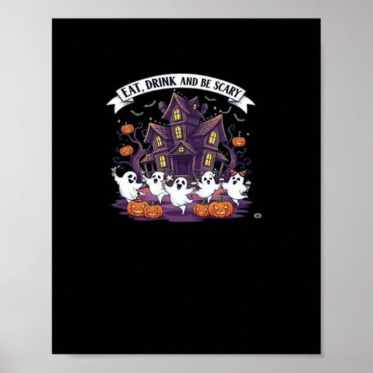 Eat Drink And Be Scary Classic Funny Retro ポスター (正面)