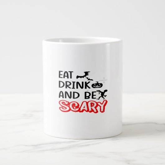 Eat Drink And Be Scary Design Retro Classic ジャンボコーヒーマグカップ (正面)