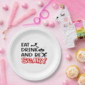 Eat Drink And Be Scary Design Retro Classic ペーパープレート (パーティー)