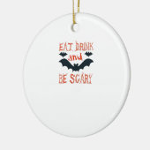 Eat Drink And Be Scary Halloween Bats Party Hallow セラミックオーナメント (左)