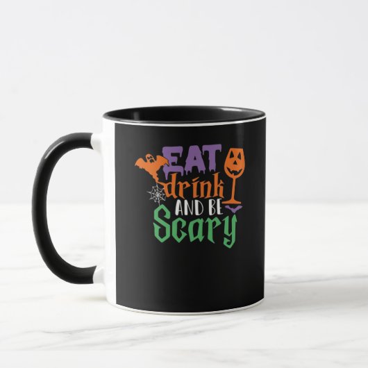 Eat Drink And Be Scary Halloween Classic Funny Tre マグカップ (左)