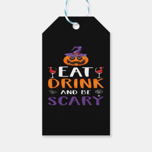 Eat Drink And Be Scary Halloween Party Witch Drink ギフトタグ (正面)