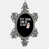 Eat Drink And Be Scary Halloween Spirit Modern スノーフレークピューターオーナメント (左)