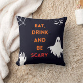 Eat, Drink and Be Scary Halloween Throw Pillow クッション (ブランケット)