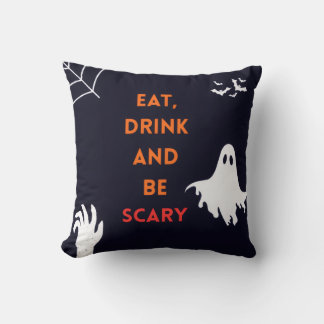 Eat, Drink and Be Scary Halloween Throw Pillow クッション