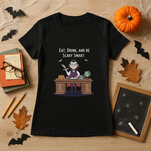Eat, Drink, and Be Scary Smart Teacher Halloween Tシャツ