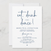 Eat, Drink and Dance, モダンな結婚披露宴 招待状 (正面)