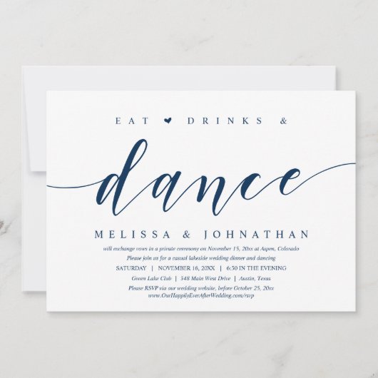 Eat, Drink and Dance, 結婚式前撮りパーティー招待状 招待状 (正面)