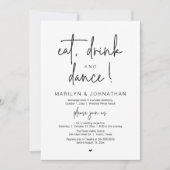 Eat, Drink and Dance, Modern Wedding Reception 招待状 (正面)