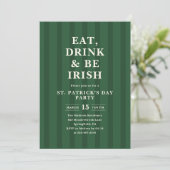 Eat Drink Be Irish St Patricks Party Stripes 招待状 (スタンド正面)