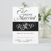 Eat, Drink, Be Married の結婚式招待状の返信を四角いカードで 出欠カード (スタンド正面)