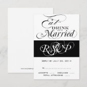 Eat, Drink, Be Married の結婚式招待状の返信を四角いカードで 出欠カード (正面/裏面)