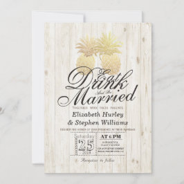 Eat Drink Be Married ウェディング ゴールド パイナップル カップル 招待状