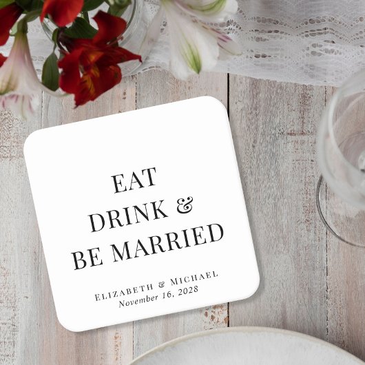 Eat Drink Be Married ウェディング スクエアペーパーコースター
