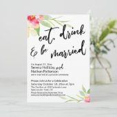Eat Drink & Be Married タイポグラフィペイントフラワー 招待状 (スタンド正面)