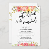 Eat Drink & Be Married フラワー ウェディング レセプション 招待状 (正面/裏面)