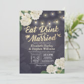 Eat Drink & Be Married フラワー ストリング ライト ウェディング 招待状 (スタンド正面)