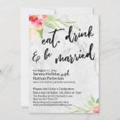 Eat Drink & Be Married ペイントフラワーと大理石 招待状 (正面)