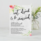 Eat Drink & Be Married ペイントフラワーと大理石 招待状 (スタンド正面)