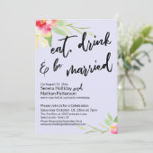 Eat Drink & Be Married ペイントフラワー ラベンダー 招待状 (スタンド正面)