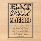 Eat, Drink & Be Married モダン・タイポグラフィー・ウェディング アクリル招待状 (正面)
