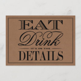 Eat, Drink & Be Married ラスティック クラフト ウェディング エンクロージャーカード