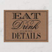 Eat, Drink & Be Married ラスティック クラフト ウェディング エンクロージャーカード (正面)