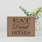 Eat, Drink & Be Married ラスティック クラフト ウェディング エンクロージャーカード (スタンド正面)