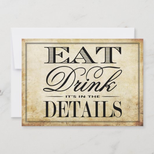 Eat, Drink & Be Married ヴィンテージウェディング 招待状 (正面)