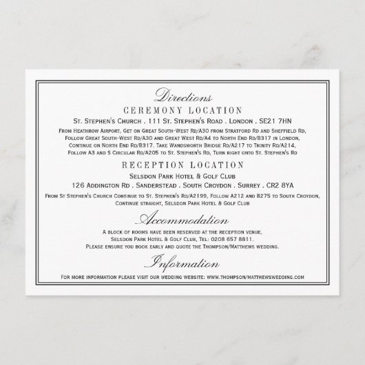 Eat, Drink & Be Married 現代のモノクロ結婚式 エンクロージャーカード (裏面)