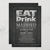 Eat Drink Be Married 面白いエンゲージメントパーティー 招待状 (正面/裏面)