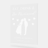 Eat, Drink & Be Married Custom Wedding アクリルサイン (傾斜)