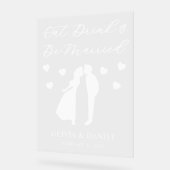 Eat, Drink & Be Married Personalized Wedding アクリルサイン (傾斜)