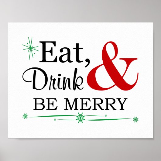 Eat Drink Be Merry クリスマスアート ポスター (正面)