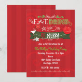 EAT+DRINK+&+BE+MERRY クリスマス・ホリデー招待状 招待状 (正面/裏面)